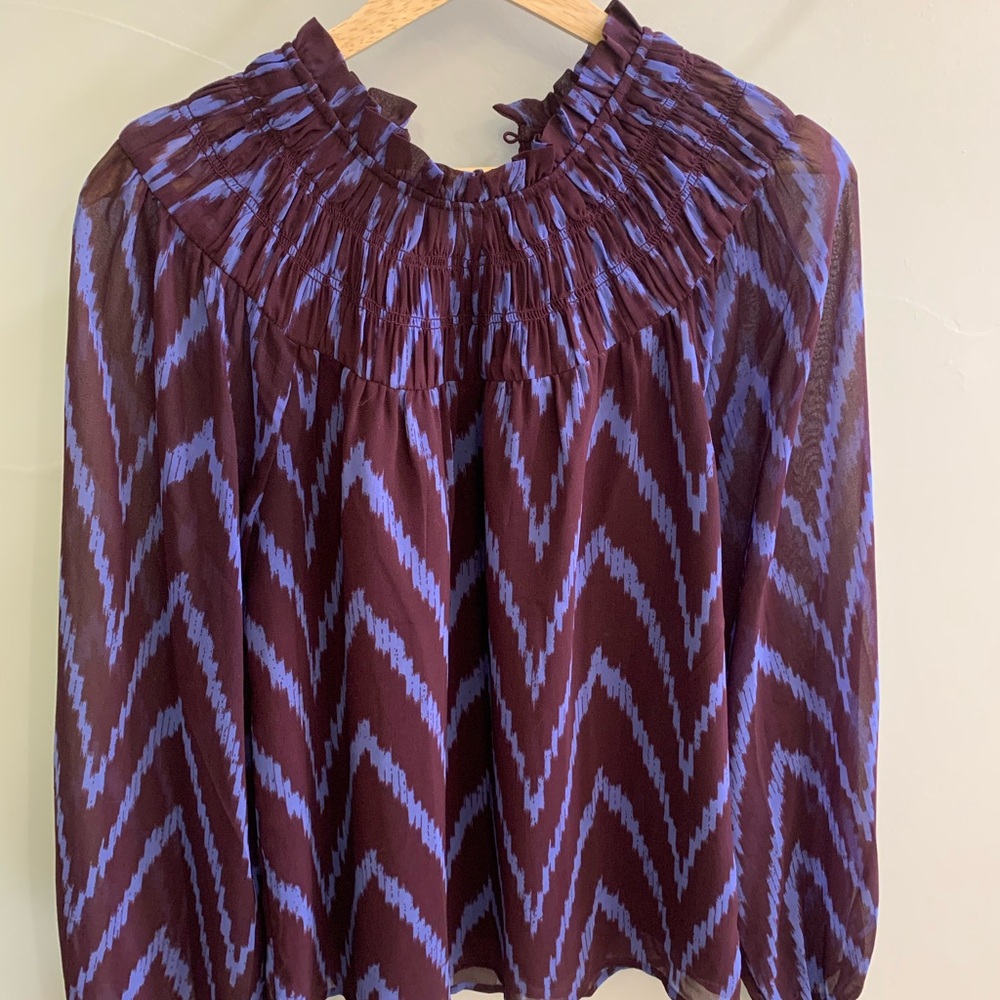 Ann Taylor Purple and Blue Zigzag Blouse